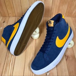 Nike SB Zoom Blazer Mid Michigan Navy Gold Shoes